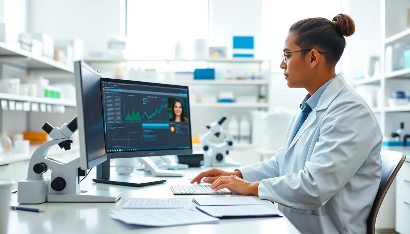 Clinical research coordinator certification training session with a professional engaged in data analysis.