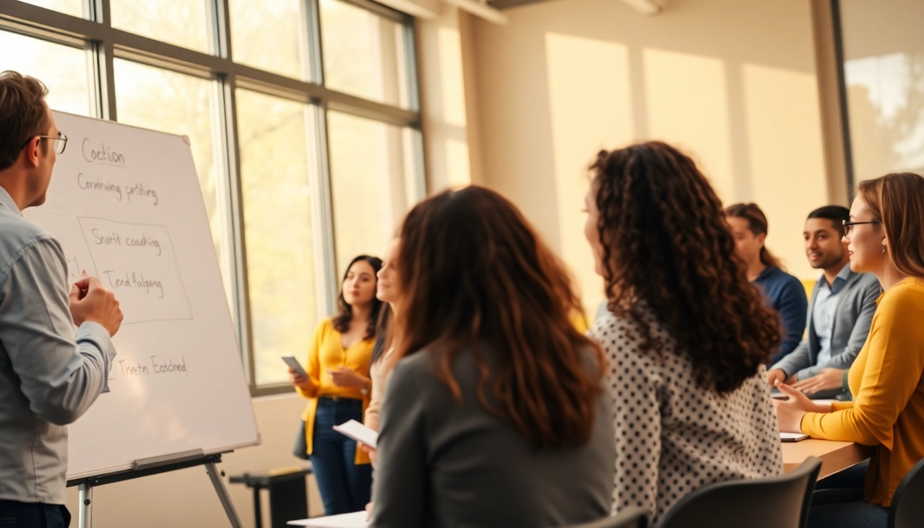 Enhance your career with coaching certification in an engaging classroom.