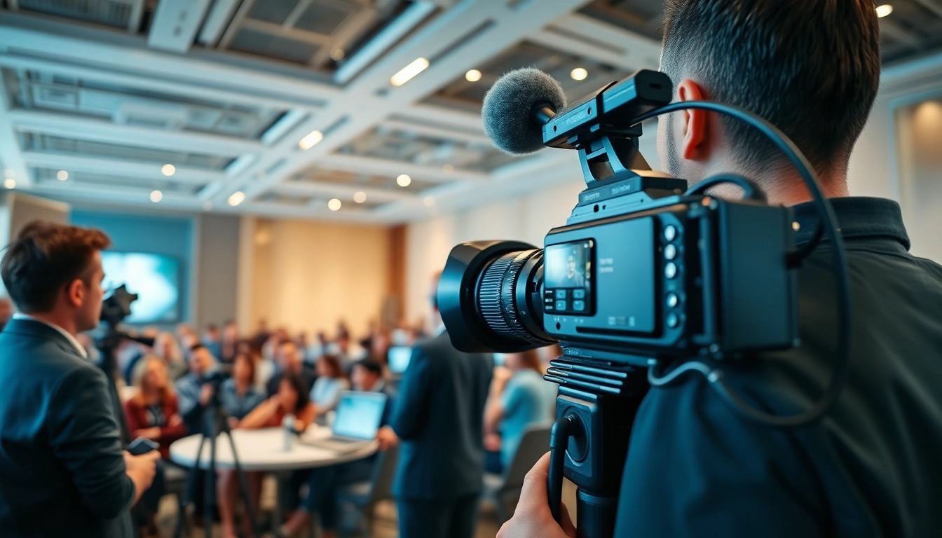 Engage with On-Site Videography featuring a professional videographer capturing an event.