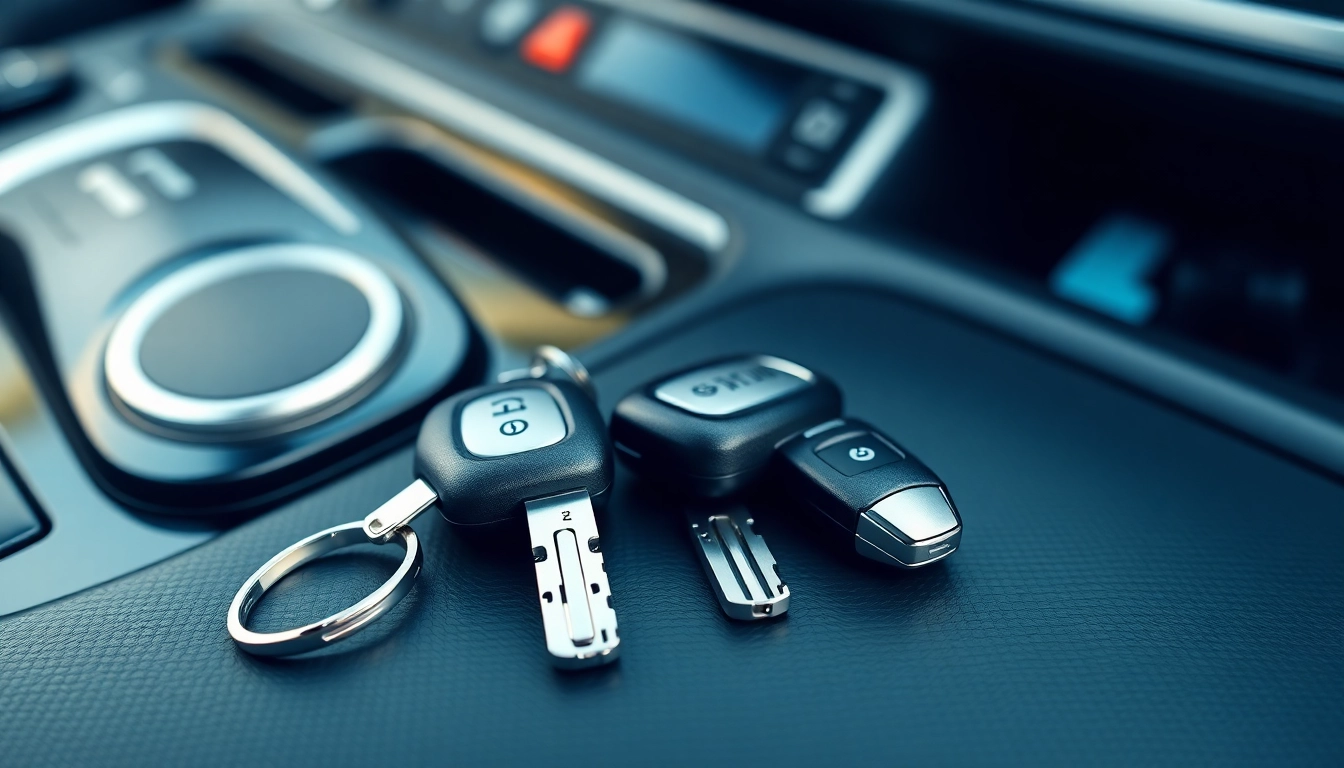Showcasing keyless carkeys on an elegant dashboard with modern design elements.