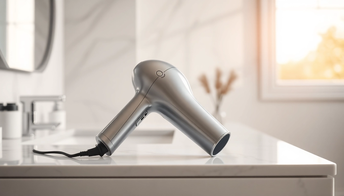 Effortlessly style hair with this luxurious hair dryer, showcasing its sleek design and high performance.
