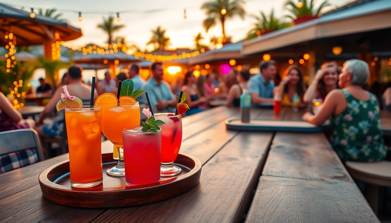 Savoring the vibrant happy hour 30a with colorful cocktails in a lively beachside setting.