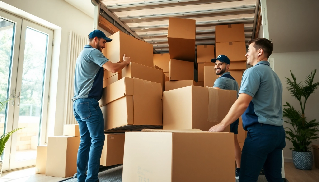Efficient movers calgary loading furniture with professionalism and teamwork in a sunny environment.