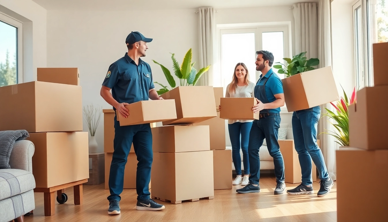 Movers in Toronto assisting a family during a home relocation with a friendly atmosphere.